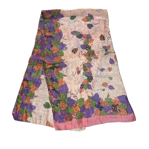 Zazou 100% Silk Leaf Design Rectangular Scarf - Picture 3 of 11